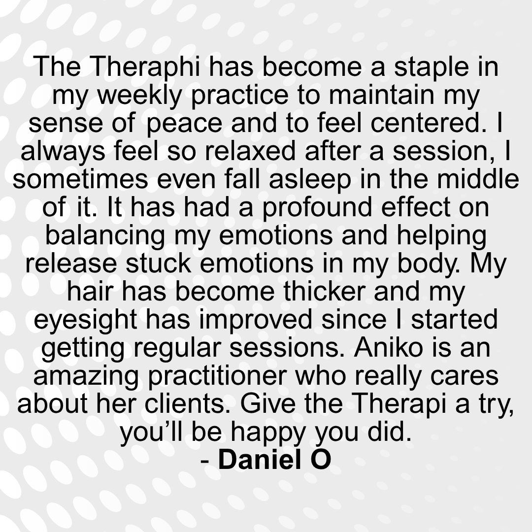 Text review of The Theraphi on a white background with black text