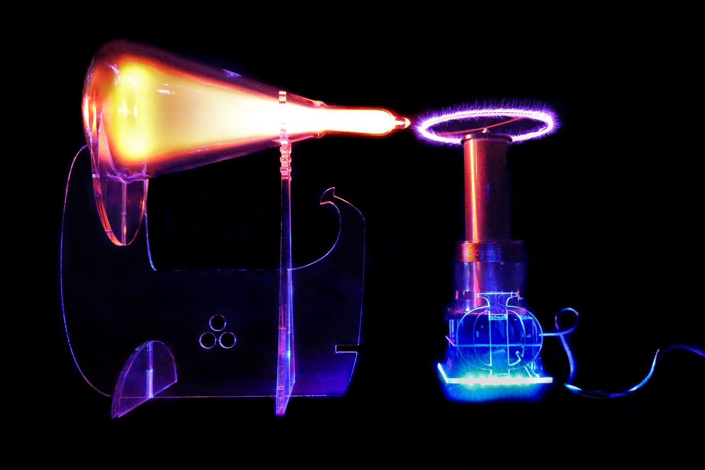 Quantaphi with glowing components on a black background