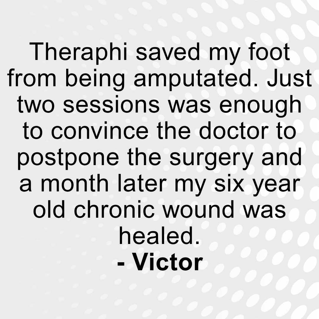 Text testimonial about Theraphi product on a white background with black text.