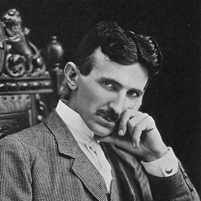 Black and white picture of Nikola Tesla