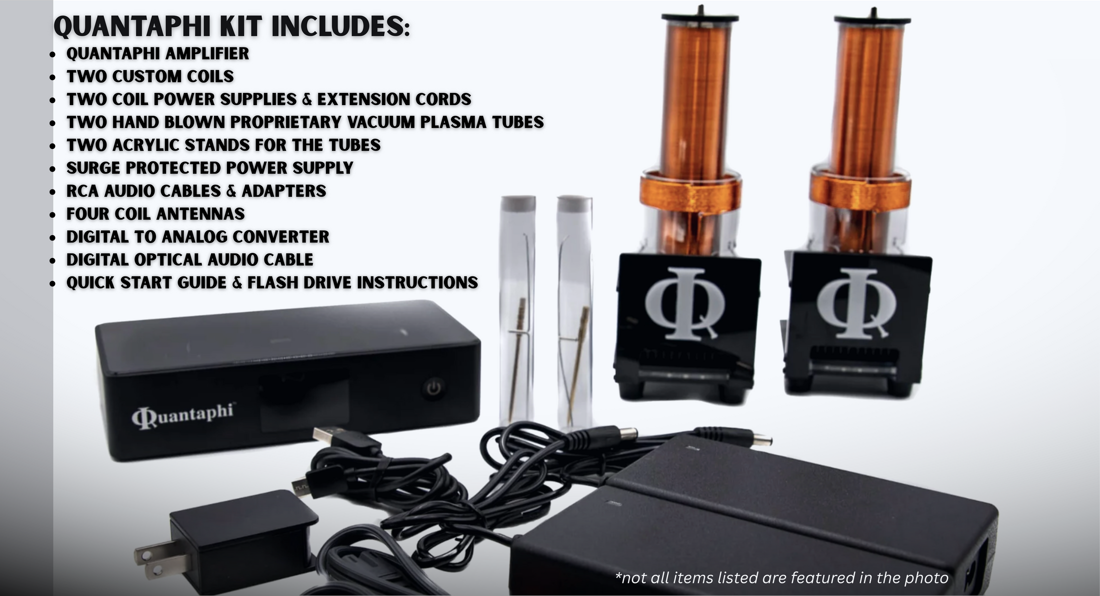 Quantaphi kit with components and accessories on a white background