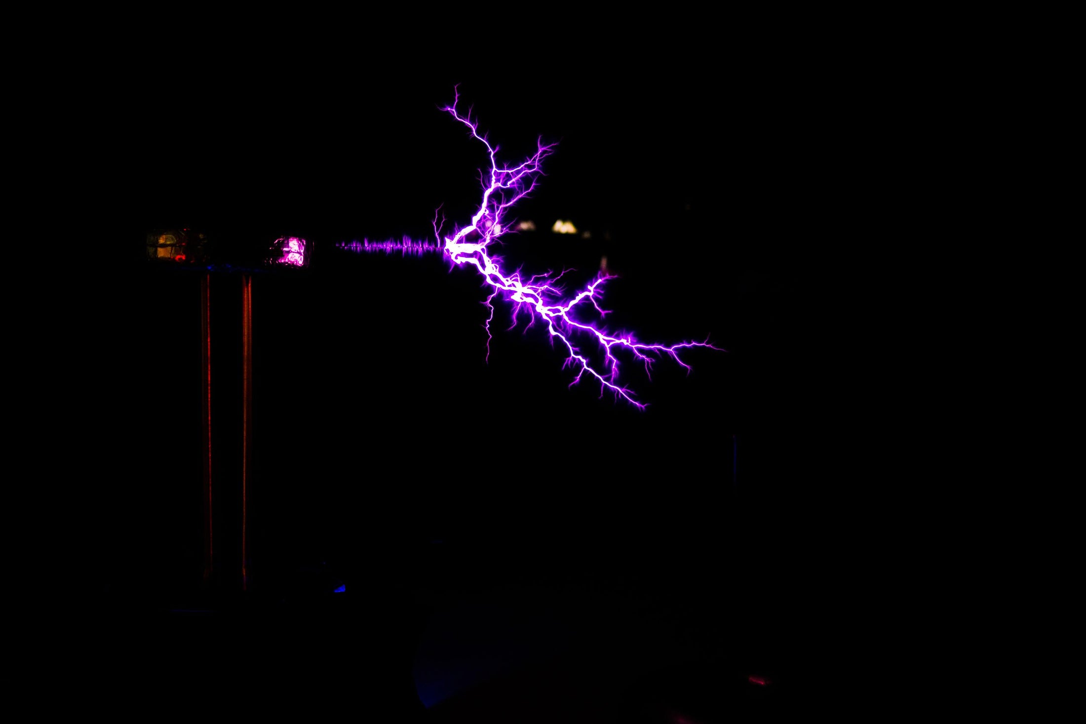 purple arc coming off electronic device